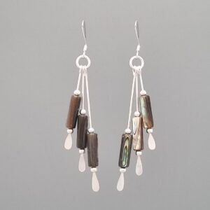 Multi-Strand Dangle Earrings with Abalone Shell