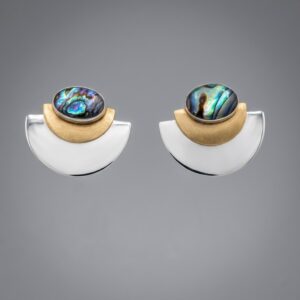 Crescent Stud Earrings with Abalone Shell