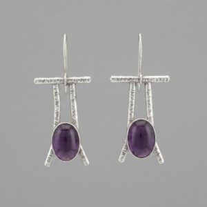 The Textured A-Frame Earrings with Amethyst