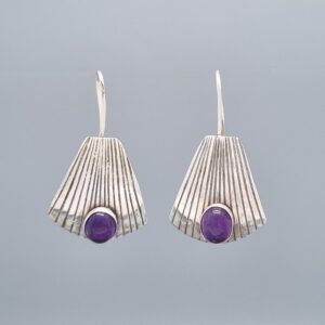 Art Deco Trapezoid Earrings with Amethyst