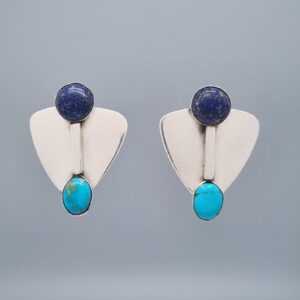 Shield Earrings with Lapis Lazuli and Turquoise