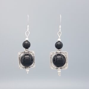 Vanguard Frame Earrings with Black Onyx