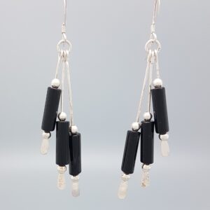 Multi-Strand Dangle Earrings with Black Onyx