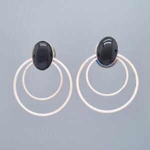 Double Hoop Earrings with Black Onyx