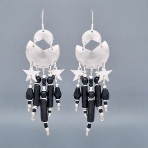 Starlight Horizon Earrings with Black Onyx