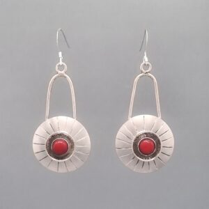 Solstice Dangle Earrings with Red Coral