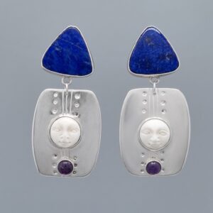 Celestial Harmony Earrings with Lapis Lazuli and Amethyst