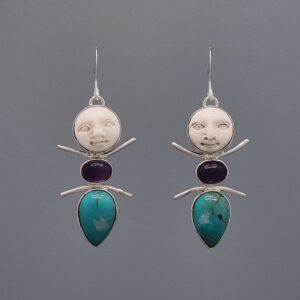 Celestial Spirit Earrings with Amethyst and Turquoise