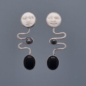 Celestial Serpentine Earrings with Black Onyx