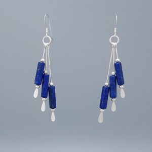 Multi-Strand Dangle Earrings with Lapis Lazuli