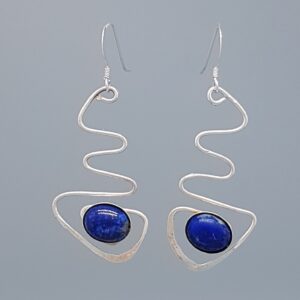 Serpentine Earrings with Lapis Lazuli