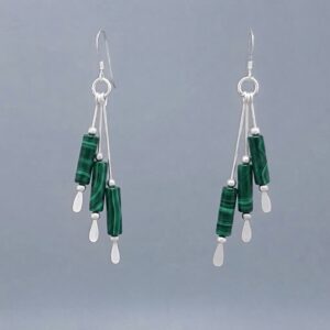 Malachite Tube Cluster Earrings