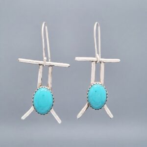 The Abstract T-Frame Earrings with Turquoise