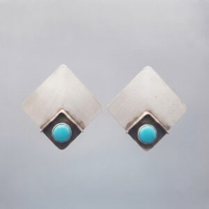 Diamond Geometry Earrings with Turquoise
