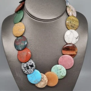 Multicolor Gemstone Disc Necklace