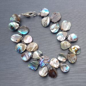 Iridescent Abalone Shell Teardrop Link Bracelet