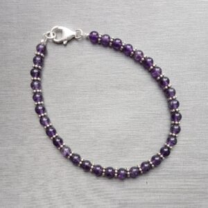 Amethyst Beaded Silver Bracelet