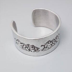 Wild Galloping Horses Wide Silver Cuff Bracelet