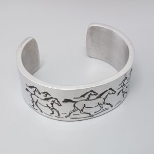 Running Horses Silver Cuff Bracelet