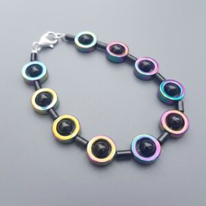 Iridescent Halo & Black Onyx Bracelet