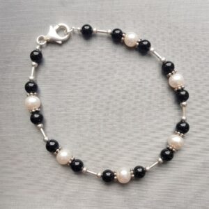 Celestial Black Onyx & Pearl Beaded Bracelet