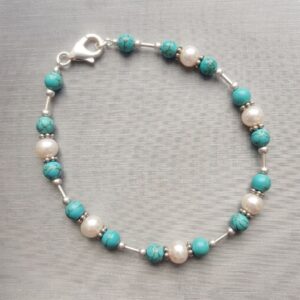 Celestial Turquoise & Pearl Beaded Bracelet