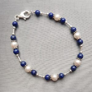 Celestial Lapis Lazuli & Pearl Beaded Bracelet
