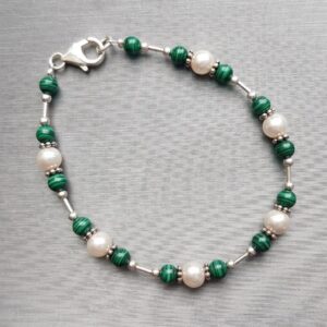 Celestial Malachite & Pearl Beaded Bracelet