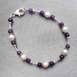 Celestial Amethyst & Pearl Beaded Bracelet