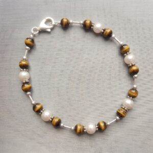 Celestial Tiger's Eye & Pearl Beaded Bracelet