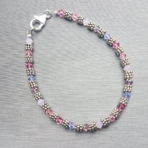 Pastels & Silver Crystal Beaded Bracelet