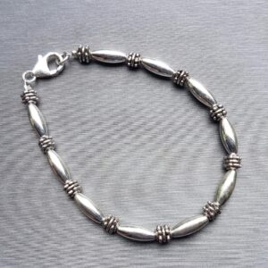 Textured Oval Silver Bracelet