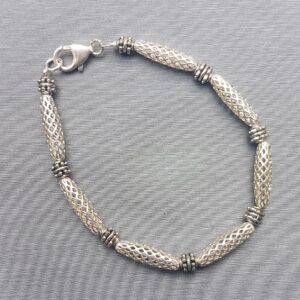 Silver Lattice Barrel Bracelet