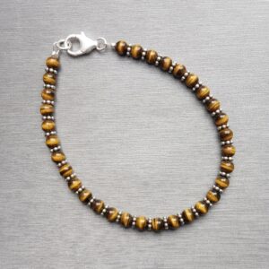 Tiger's Eye Beaded Silver Bracelet