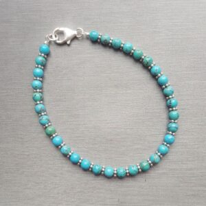 Turquoise Beaded Silver Bracelet