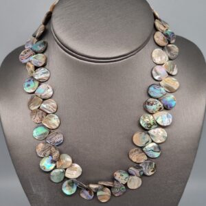 Iridescent Abalone Shell Teardrop Statement Necklace