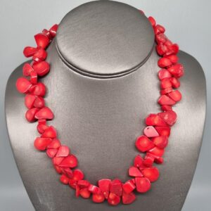 Crimson Petals Red Coral Statement Necklace