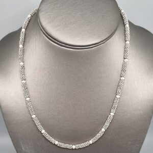 Sterling Silver Beaded Mesh Tube Necklace