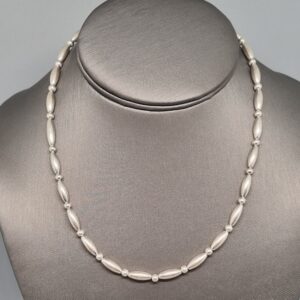 Sterling Silver Elongated & Spherical Bead Necklace