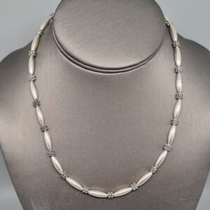 Textured Oval Silver Necklace