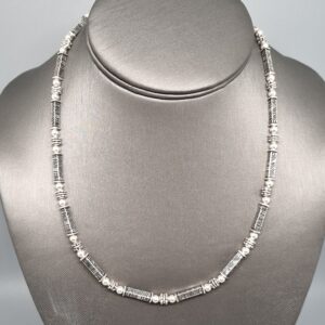 Sterling Silver Elongated & Spherical Bead Necklace (Copy)