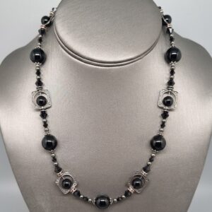 Sphere & Cage Statement Necklace with Black Onyx