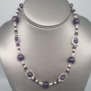 Sphere & Cage Statement Necklace with Amethyst