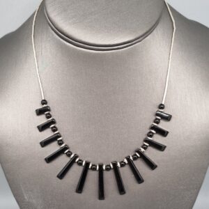 Bar Fringe Statement Necklace with Black Onyx