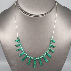 Bar Fringe Statement Necklace with Malachite