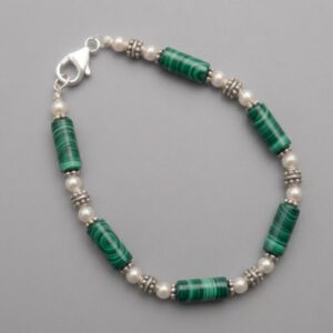 Pearl & Malachite Tube Bead Bracelet