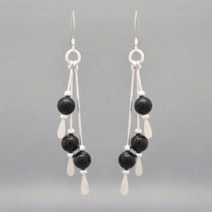 Black Onyx Cascading Bead Earrings