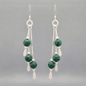Malachite Cascading Bead Earrings