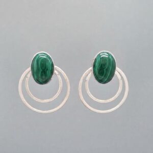 Silver Orbit Malachite Earrings