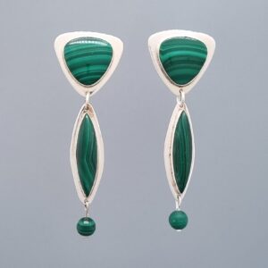 Malachite Trillion & Marquise Statement Earrings